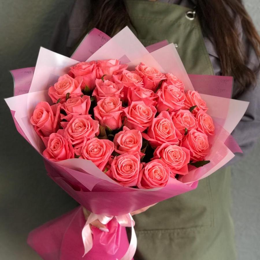 Розовые розы 50 см 25 шт. (Россия) артикул букета - 18315