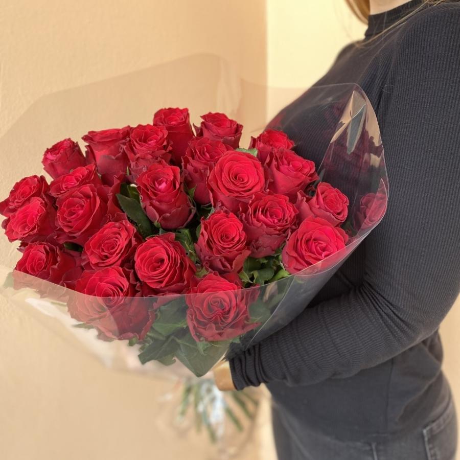 Красные эквадорские розы 50см