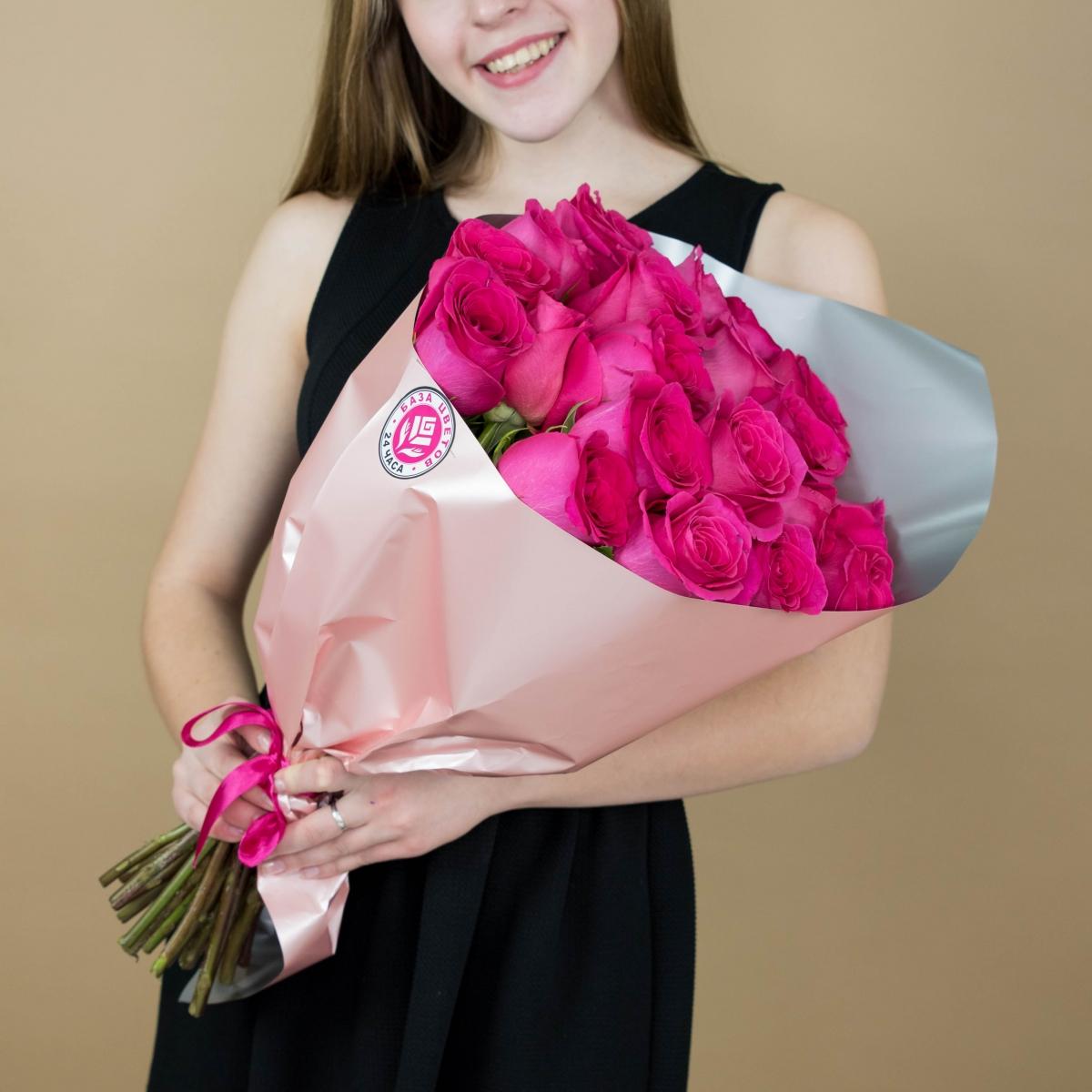 Букет из розовых роз 21 шт. (40 см) артикул  4833