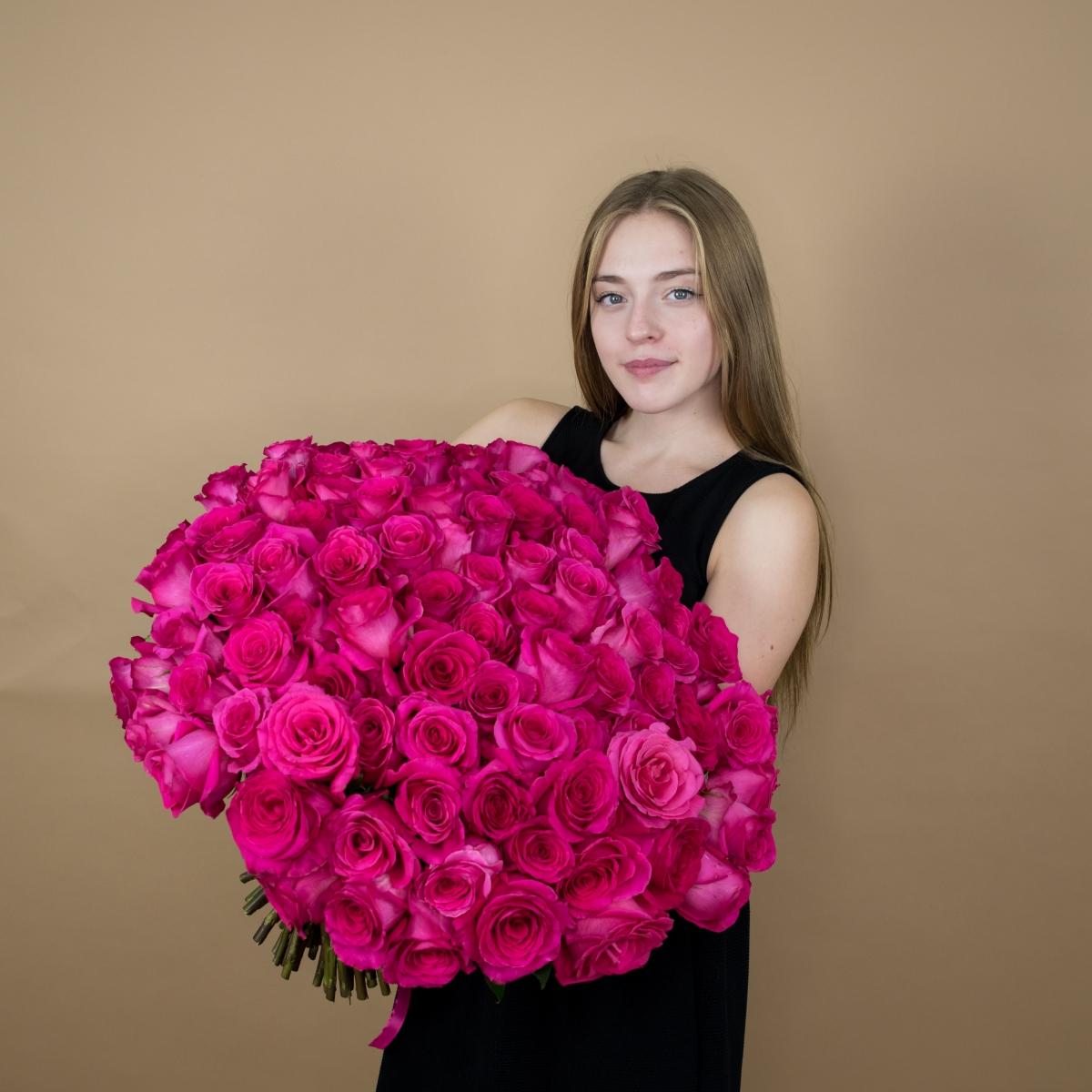 Букет из розовых роз 75 шт. (40 см) код: 4851